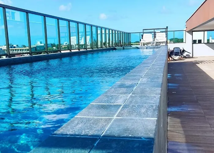 Flat com rooftop + piscina à 5 min do Cento | PP305 Pôrto das Galinhas